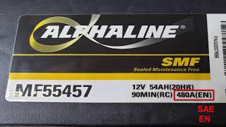 Especificaciones de Batería ALPHALINE 54AH MF55457AP42  Saravia Repuestos [upl. by Refanej863]