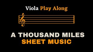 Vanessa Carlton  A Thousand Miles  Viola Play Along Sheet MusicScore [upl. by Ik]