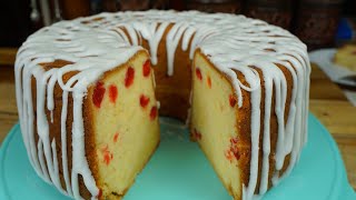 Cherry Cream Pound Cake  How To Make [upl. by Imorej912]