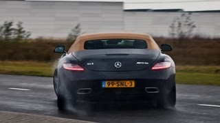 MercedesBenz SLS AMG Roadster Revving amp Drifting  Great engine sound [upl. by Phelia]