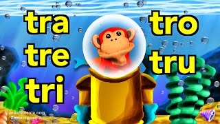 Sílabas tra tre tri tro tru  El Mono Sílabo  Videos Infantiles  Educación para Niños [upl. by Coney]