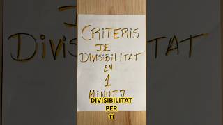 Criteris de divisibilitat en 1 minut  Divisibilitat per 11mathstricks maths [upl. by Ut]