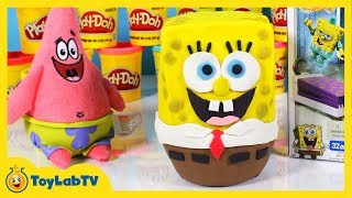 Giant Play Doh Spongebob Squarepants Surprise Egg with Mega Bloks Toys [upl. by Helaine]