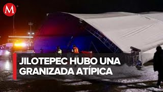 Granizada derriba techumbre en Jilotepec no hay lesionados [upl. by Ahsemaj]