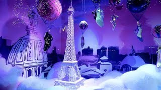 Paris vitrines de Noël Christmas 2017 Printemps Haussmann Galeries Lafayette [upl. by Wilek225]