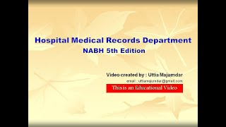 Hospital Medical Records Department  MRD   NABH 5th edition [upl. by Aseram]