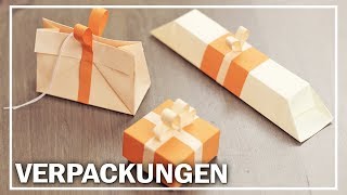 3 hübsche VERPACKUNGEN basteln  ohne Kleber  für Valentinstag Muttertag  Hochzeit [upl. by Schilt617]