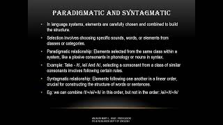 PARADIGMATIC AND SYNTAGMATIC RELATIONSHIP [upl. by Ttenneb]