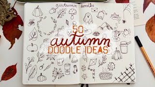 50 Autumn amp Fall Doodle Ideas for your Bulletjournal • aesthetic Doodle Tutorial [upl. by Nohtahoj]