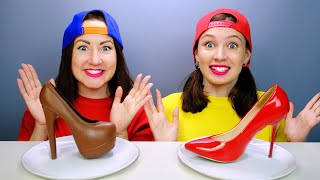 REAL FOOD VS CHOCOLATE FOOD CHALLENGE 초콜릿 챌린지 by Pico Pocky [upl. by Chelsey]