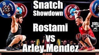 Arley Mendez vs Kianoush Rostami Snatch Showdown  Mens 85kg  2017 weightlifting world championship [upl. by Pike]