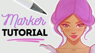 Marker Drawing Tutorial  How to Draw with Alcohol Markers [upl. by Asilet]