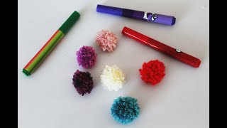 Jak zrobić pomponiki z włóczki na widelcu How to make easy yarn pom poms [upl. by Ellehcar]