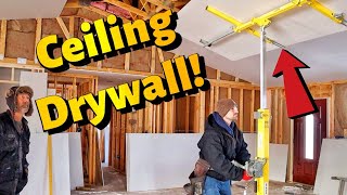 How To Install Ceiling Drywall Using A Drywall Lift [upl. by Sharma]