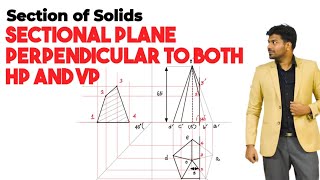 Cutting plane perpendicular to both HP amp VP  Section of solids  Engineering graphics  EG  Tamil [upl. by Lichter]