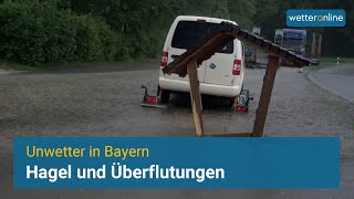 Hagel und Starkregen sorgen für Überflutungen [upl. by Anoerb]