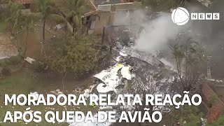 Moradora relata reação após queda do avião em Vinhedo no interior de SP [upl. by Justis]