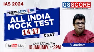 IAS 2024  All India Prelims Mock Test  1417  CSAT  Live Discussion [upl. by Ekim]