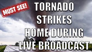 MUST SEE  TORNADO STRIKES HOME DURING LIVE BROADCAST [upl. by Laenahtan524]