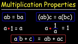 Multiplication Properties  Commutative Associative Inverse Identity Distributive  Algebra [upl. by Sair476]