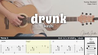 drunk  keshi  Fingerstyle Guitar  TAB  Chords  Lyrics [upl. by Oric]