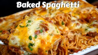 How To Make THE BEST Baked Spaghetti  Easy amp Cheesy Spaghetti Recipe MrMakeItHappen [upl. by Tuinenga325]