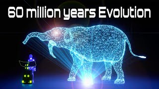 Elephants Evolution in 60000000 years Hologram 3D Animation [upl. by Renard]