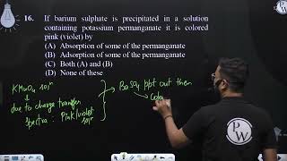 If barium sulphate is precipitated in a solution containing potassium permanganate it is colored [upl. by Aniger456]