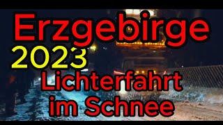 Lichterfahrt im Erzgebirge 2023 Über 100 Lastwagen im Schnee [upl. by Eivlys233]