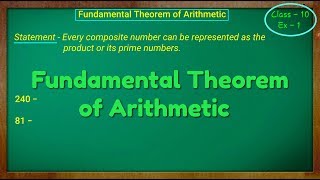 Fundamental Theorem of Arithmetic Class  10th [upl. by Ssilem]