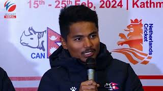 Nepal Captain Rohit Poudel in PreTournament press meet  Nepal Netherland Namibia  CWC League2 [upl. by Fahy]