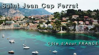 COTE DAZUR BEACHES DRONE  Saint Jean Cap Ferrat Villefranche smer Passable beach Paloma beach [upl. by Aicinat387]