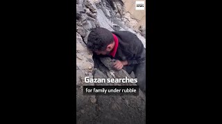 Gazan searches for family under rubble [upl. by Oberstone]