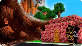 CASA DE HELADO VS TSUNAMI DE CHOCOLATE EN MINECRAFT 😱  RETO DE LA CASA VS TSUNAMI EN MINECRAFT [upl. by Solohcin]