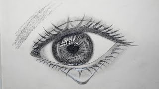 Human Eyes Drawing  Eye Sketch  Tears Drop  drawing art [upl. by Ardeahp]