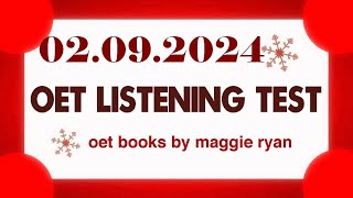 OET LISTENING TEST 02092024 maggie ryan oet oetexam oetnursing oetlisteningtest [upl. by Ezaria]