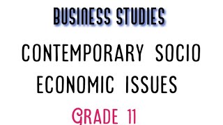 Contemporary socio economic issues Grade 11 Business studies Full Explanation [upl. by Kipton]