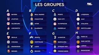 Ligue des champions  Le tirage des groupes 20202021 avec le PSG lOM et Rennes [upl. by Demetria]