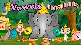 Childrens Vowels Consonants and Rhyming Words ABC Alphabet Songs Phonics CVC words [upl. by Aneehsram933]