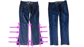 Hosenbeine enger nähen DIY Anleitung How to Make Skinny Jeans from Flare or Boot Cut Jeans [upl. by Gascony]