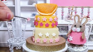 Miniature Edible White Chocolate and Candy Orange Slice Cake  mini food ASMR [upl. by Abott]