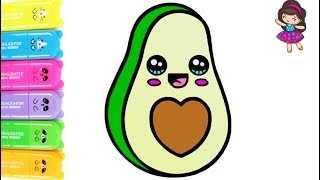 How to Draw a Cute Avocado EasyDrawing Avocado Step by Step for Children easydrawingwithpencil [upl. by Irpak248]