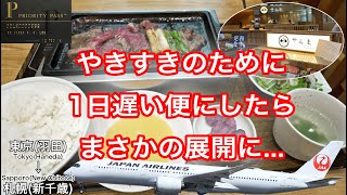 【帰れなくなりました】成田空港でプライオリティパスを満喫しようとしたらまさかの展開に 日本航空 東京羽田→札幌新千歳 [upl. by Nibla]