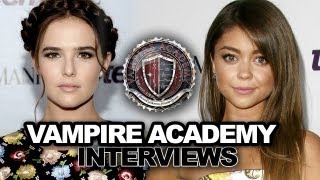 quotVampire Academyquot Cast Exclusive Interviews  Sarah Hyland Zoey Deutch amp Dominic Sherwood [upl. by Yroggerg]