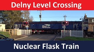 Delny Level Crossing  Nuclear Flask Train  Far North Line  Delny Highland [upl. by Cherie]