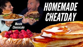 HOMEMADE CHEATDAY  Muscle Cheescake Burger Pancakes [upl. by Ansev587]