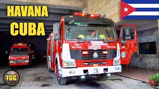 CUBA Havana Fire Station Visit  Lights amp Siren Demo [upl. by Laenej]