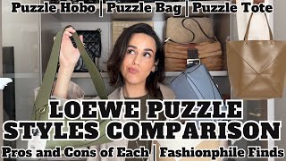 LOEWE PUZZLE STYLES COMPARISON  PUZZLE HOBO  PUZZLE TOTE  MINI PUZZLE  FASHIONPHILE FINDS [upl. by Schulman]