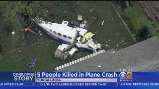 Investigators Return To Yorba Linda Home Where Plane Crashed Killing 5 [upl. by Inafit]