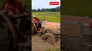 Kubota L4508 power  kubota L4508 deep mud Performance  kubota power tiller tractor farming [upl. by Kciredohr]